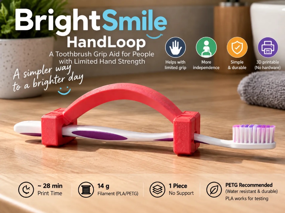 Imagen del modelo Ayuda de sujeción adaptativa para cepillo de dientes BrightSmile HandLoop