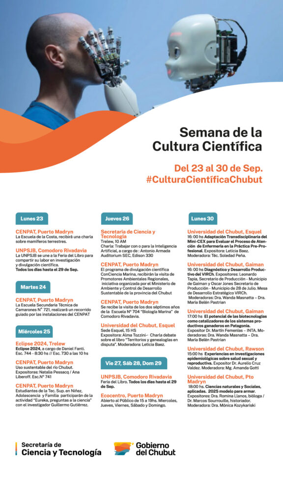 Chubut celebrará la Semana de la Cultura Científica con un importante cronograma de actividades