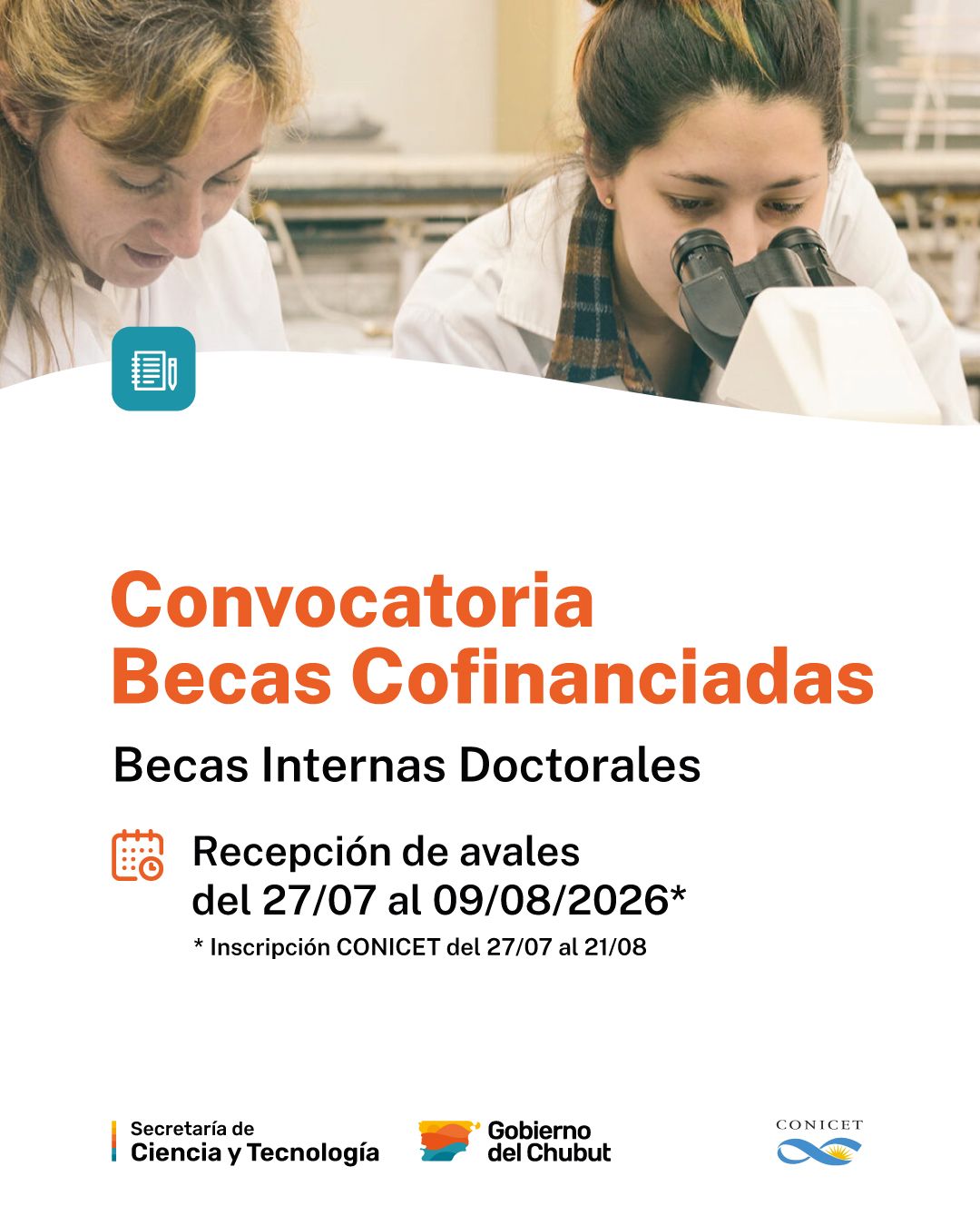 Chubut abrió la convocatoria 2026 para las becas doctorales cofinanciadas con CONICET