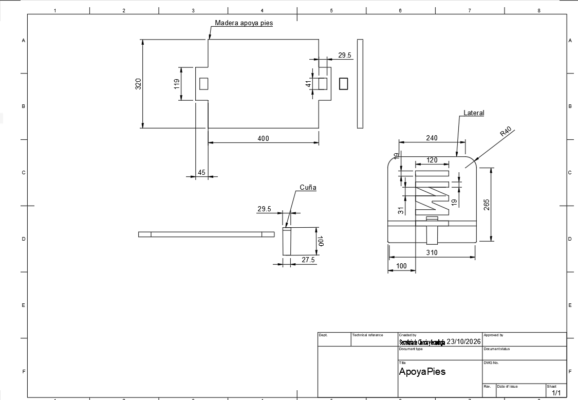 Plano del apoya pies